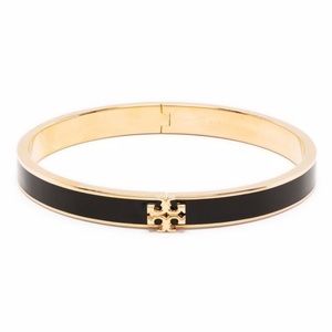 TORY BURCH • Black Kira Bangle Logo Bracelet